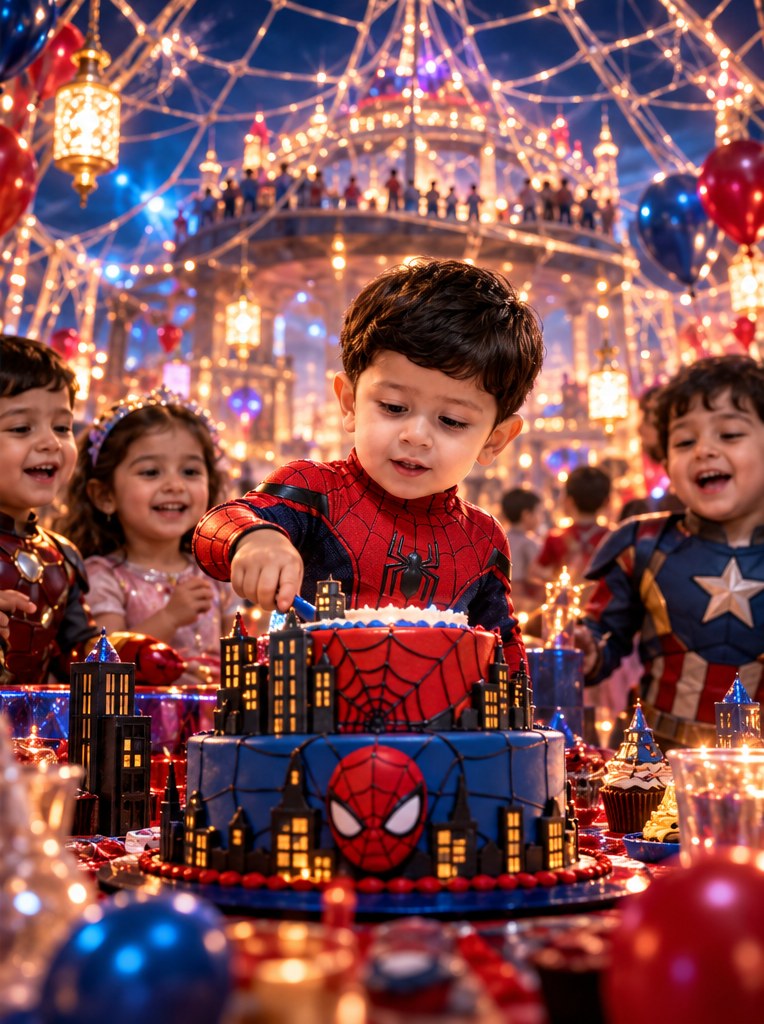 Izhaan cutting his birthday cake with friends